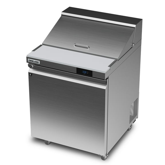 Coolake 27''W Commercial Salad Sandwich Prep Table Refrigerator, 1 Door Stainless Steel 7.5 Cu.ft Counter Fan Cooling Refrigerator