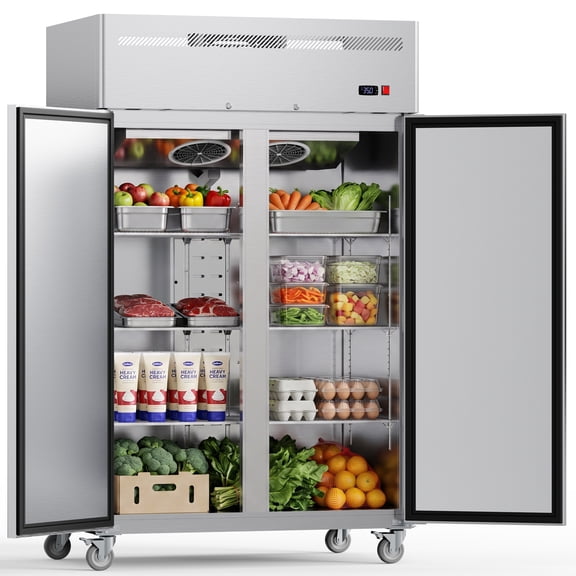 Coolake 48 36 Cu.ft Commercial Refrigerator with Top Mount Compressor in Stainless Steel for Restaurant Garage Bakery