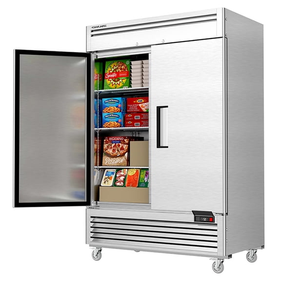 Coolake 54" W Commercial Freezer, 49 Cu Ft Soild Door Upright Freezer with 8 Adjustable Shelves, Frost-free Stainless Steel Industrial Reach-in Freezer for School Restaurant Church Prep Kitchen