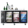 thumbnail image 1 of Coolake 72” Commercial Back Bar Cooler with 3 Glass Door in Stainless Steel, 24cu.ft. Undercounter Beverage Refrigerator, 1 of 7