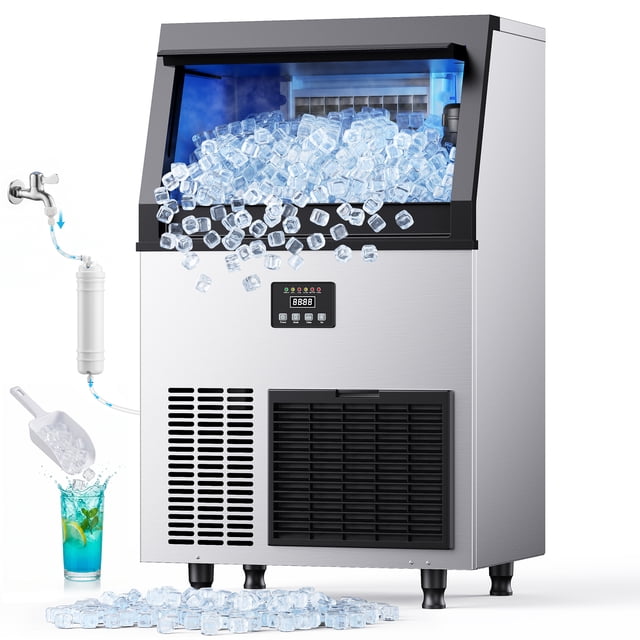 Coolake Commercial Ice Maker Machine, 200Lbs/Day Under Counter Ice ...