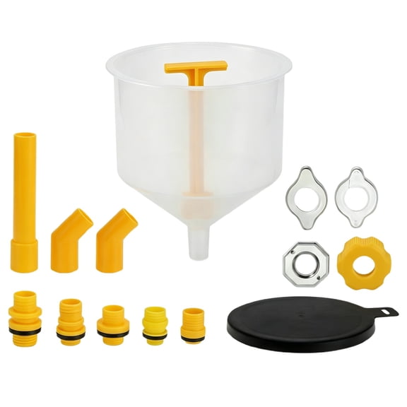 Coolant Funnel Kit, 15 PCS Radiator Flush Kit, No-Spill Radiator Burping Air Bleeder Coolant Filling Tool Set, Universal Automotive Cooling System Refill Funnel with Multi Adapters for Maintenance