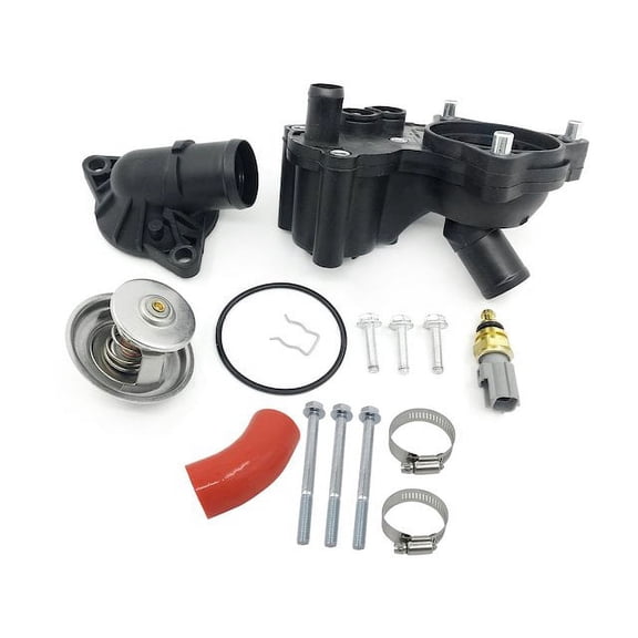 Coolant Thermostat Housing Assembly with Bypass Hose Kit, Sensor, and Hardware - Compatible with 2002 - 2010 Mercury Mountaineer 4.0L V6 2003 2004 2005 2006 2007 2008 2009