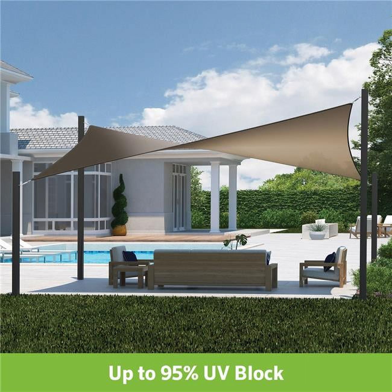 Cobblestone DualShade 12' x 8' Rectangle Outdoor Sun Sail
