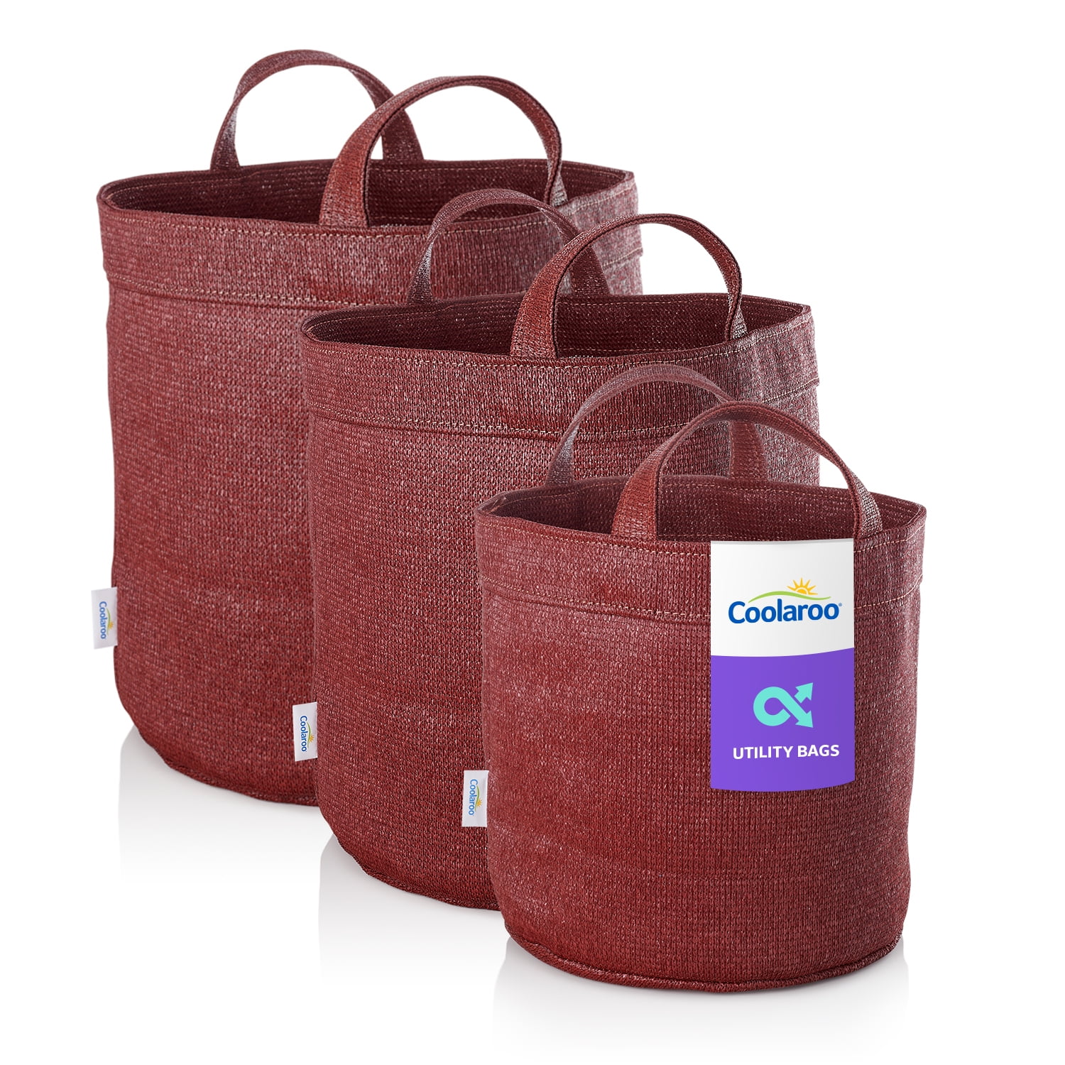 Coolaroo 3-Pack Small, Medium & Large Utility and Storage Bins with Reinforced Handles, Brick