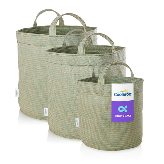 Coolaroo 3-Pack Small, Medium & Large Utility and Storage Bins with Reinforced Handles, Green
