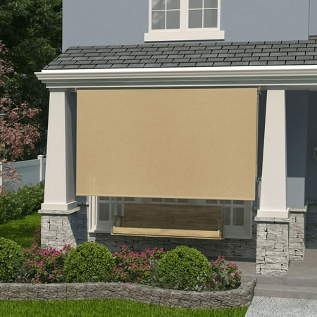 Coolaroo 8' x 6' Outdoor UV Blocking Cordless Solar Roller Shade Blind, Southern Sunset