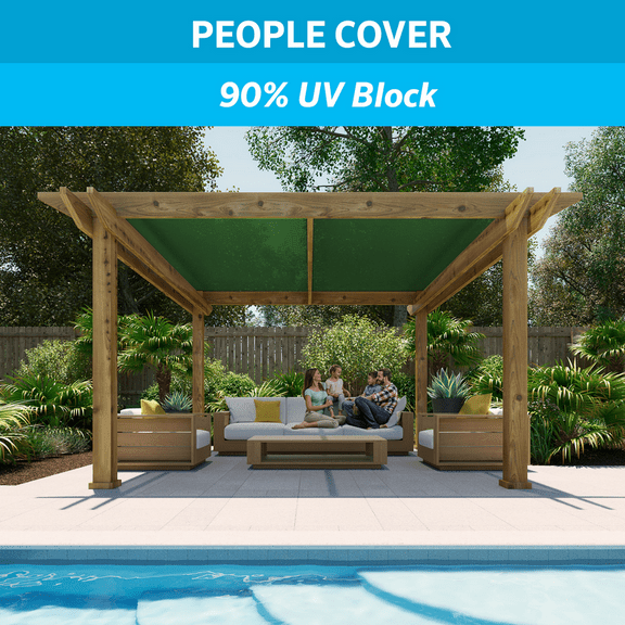 Coolaroo 90% UV Block Protection and Privacy Screen Shade Fabric for Pergolas, Porches, Gazebos, Pet Runs, Playpens and Chicken Coops, 12' x 50', Heritage Green