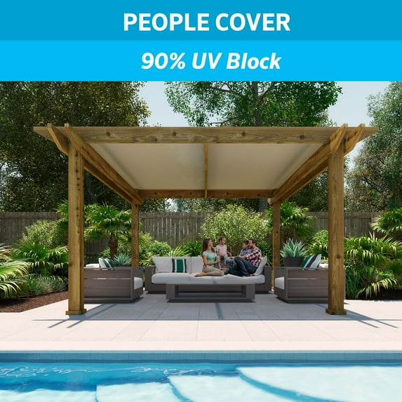 Coolaroo 90% UV Block Protection and Privacy Screen Sun Shade Fabric for Pergolas, Porches, and Gazebos, 12' x 50', Wheat