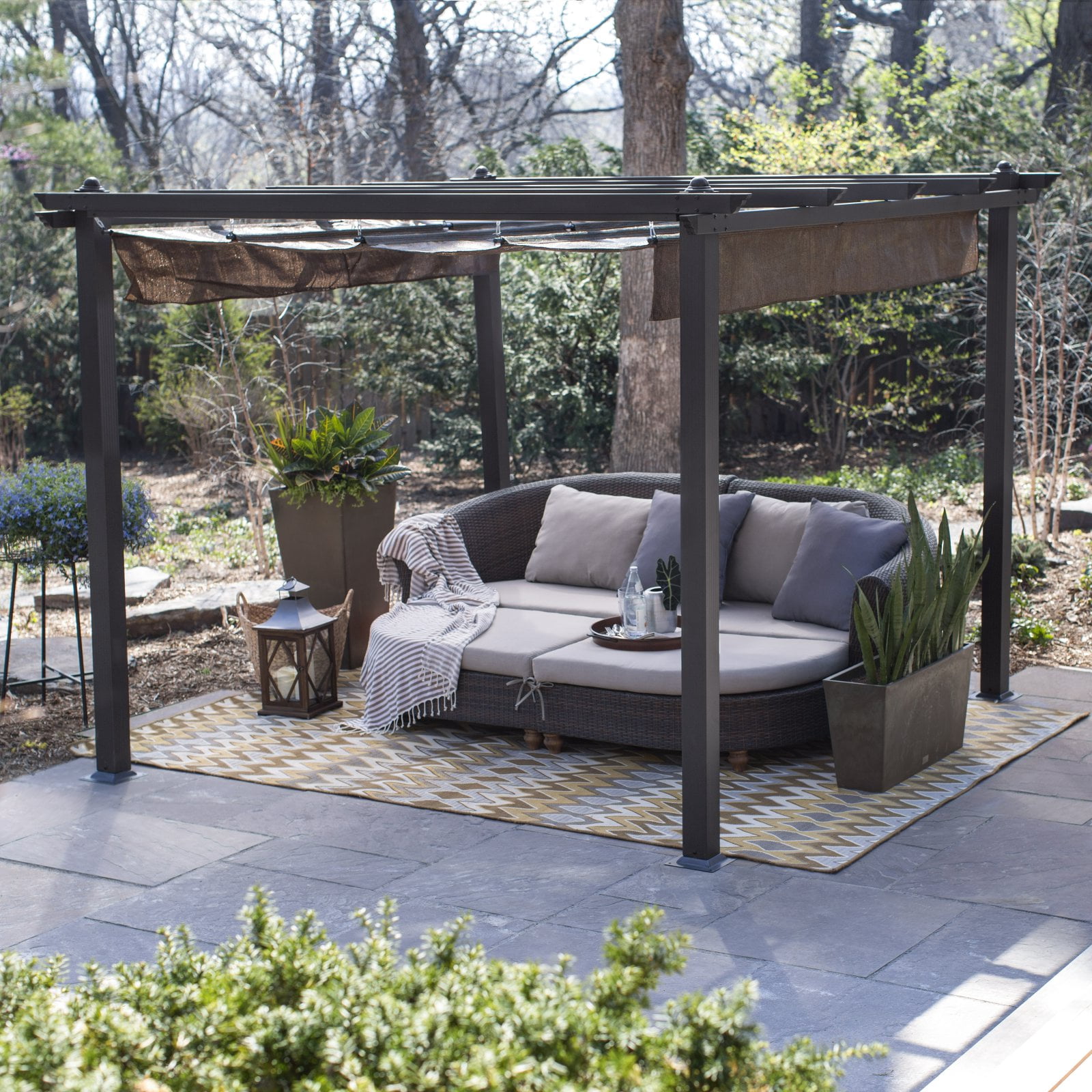 Coolaroo Constantine 9' x 9' Pergola, Mocha - Walmart.com