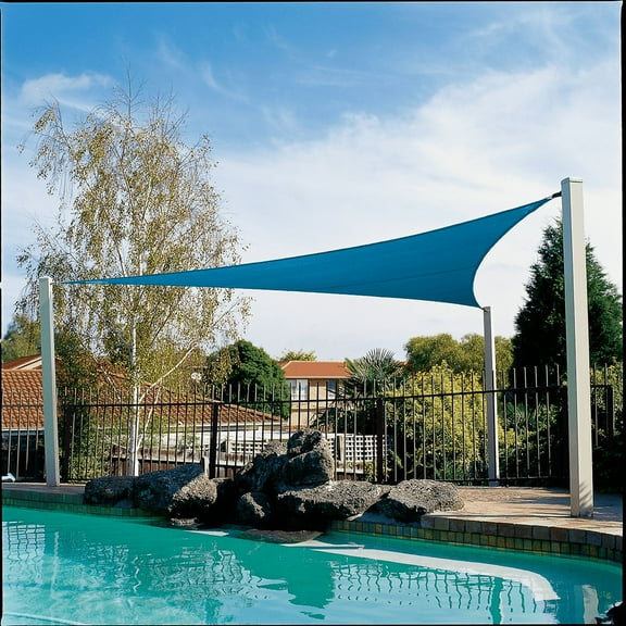 Coolaroo Coolhaven Outdoor Sun Shade Sail 95% UV Block Protection for Garden, Patio, Backyard, 12' Triangle, Sapphire