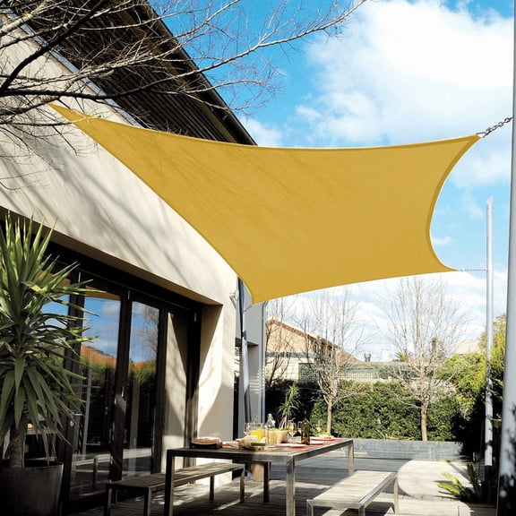 Coolaroo Coolhaven Outdoor Sun Shade Sail With Hardware Kit 95% UV Block Protection for Garden, Patio, Backyard, 12' Square, Sahara