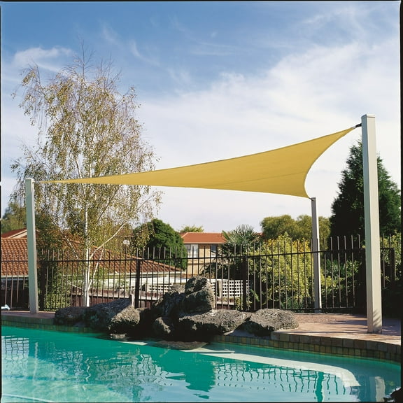 Coolaroo Coolhaven Outdoor Sun Shade Sail With Hardware Kit 95% UV Block Protection for Garden, Patio, Backyard, 12' Triangle, Sahara