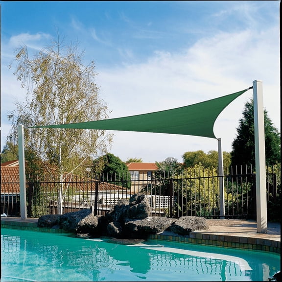 Coolaroo Coolhaven Outdoor Sun Shade Sail With Hardware Kit 95% UV Block Protection for Garden, Patio, Backyard, 18' Triangle, Heritage Green