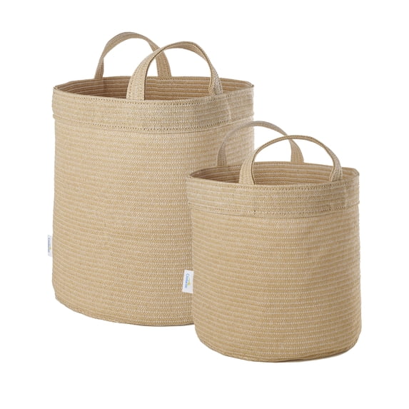 Coolaroo Dog Storage Toy Bin with Handles, 2 Pack Assorted Medium & Large Sizes, Desert Sand