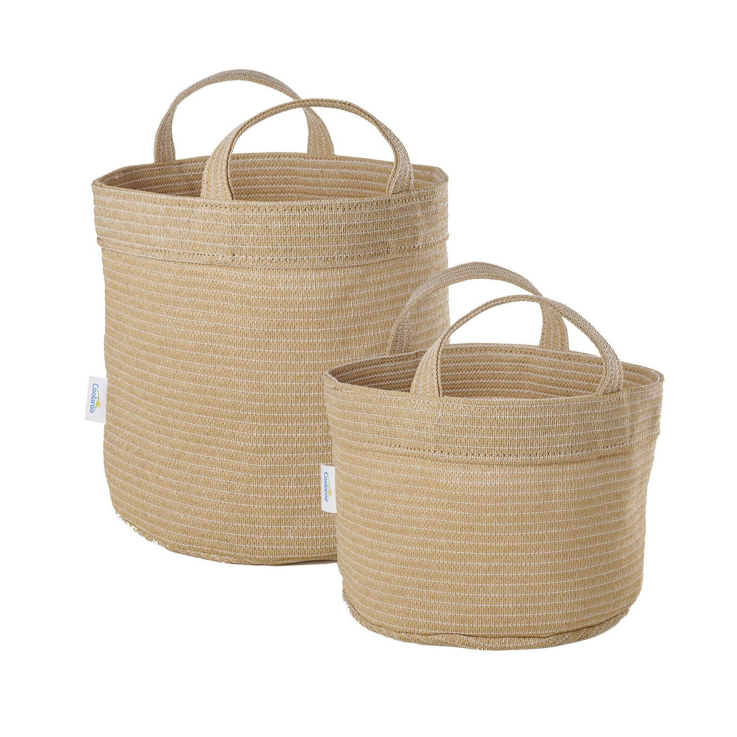 Coolaroo Dog Storage Toy Bin with Handles, 2 Pack Assorted Small & Medium Sizes, Desert Sand