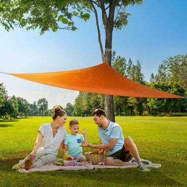 Coolaroo Outdoor Party Sun Shade Sail, 90% UV Block Protection, 9'10" Triangle, Orange