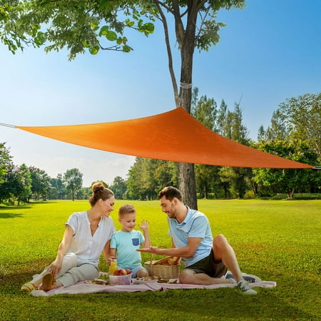 Coolaroo Outdoor Party Sun Shade Sail, 90% UV Block Protection, 9'10" Triangle, Orange