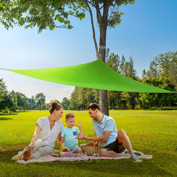 Coolaroo Outdoor Party Sun Shade Sail Triangle 90% UV Block Protection, 9'10" Triangle; Green