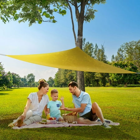 Coolaroo Outdoor Party Sun Shade Sail Triangle 90% UV Block Protection, 9'10" Triangle; Yellow