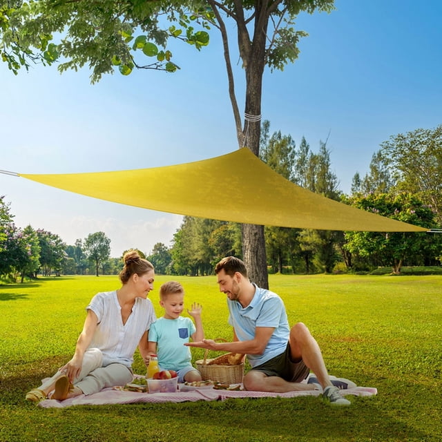 Coolaroo Outdoor Party Sun Shade Sail Triangle 90% UV Block Protection, 9'10" Triangle; Yellow