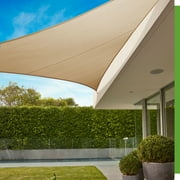 Coolaroo Premium Outdoor Sun Shade Sail with Hardware Kit 95% UV Block Protection for Backyard, Garden, Patio, 165 Triangle, Beech
