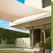 Coolaroo Premium Outdoor Sun Shade Sail with Hardware Kit 95% UV Block Protection for Backyard, Garden, Patio, 18' Square, Beech