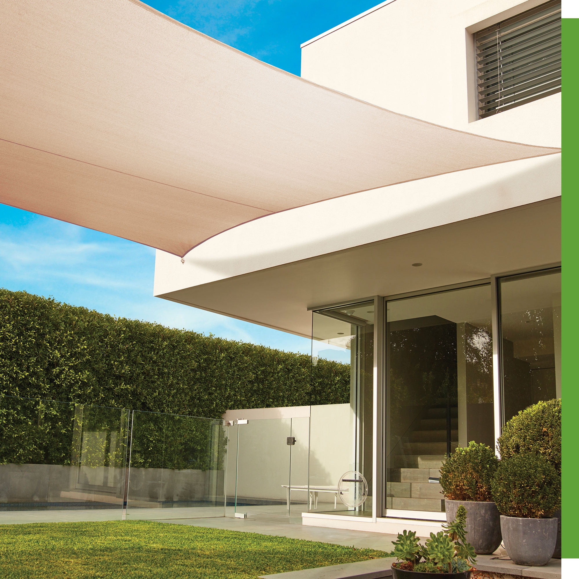 Beech Rectangle Shade Sail Kit with Stainless Steel Hardware, 16'5"x9'11"