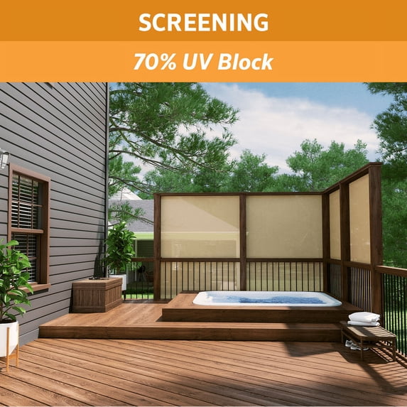 Coolaroo Privacy Screen Shade Fabric with 70% UV Block Protection for Fence, Carports, Balcony, Wind Block, Car Protection, 6' x 15', Beech
