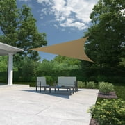 Coolaroo Ready to Hang Outdoor Sun Shade Sail Triangle 90% UV Block Protection for Backyard, Garden, Patio, Playground, 11'10" Triangle, Almond