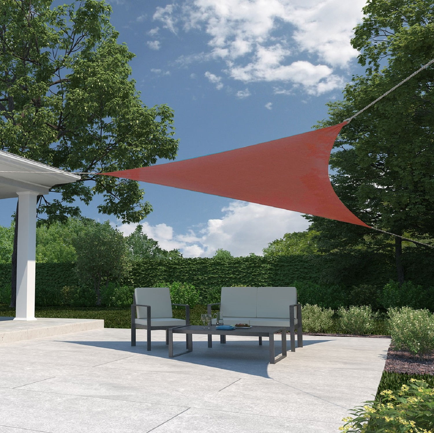Brick Red High Density Polyethylene Triangle Shade Sail for Patio, 11'10"
