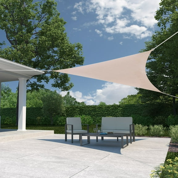 Coolaroo Ready to Hang Shade Sail Triangle 85% UV, 11'10"; Pebble
