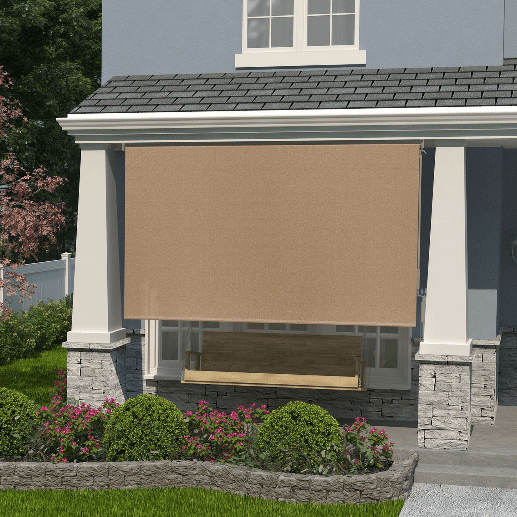 Coolaroo Wand Operated Outdoor Roller Shade, 80 UV Block, 6' x 6