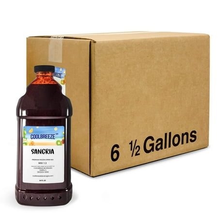 Coolbreeze Beverages Frozen Drink Machine Mix, Premium Slush Flavor Syrup - One Case, 6 1/2 Gallon Bottles - Red Sangria