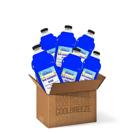 Coolbreeze Beverages Premium Frozen Drink Machine Flavor Syrups, Premium Slush Mix - One Case, 6 1/2 Gallon Bottles - Blue Raspberry