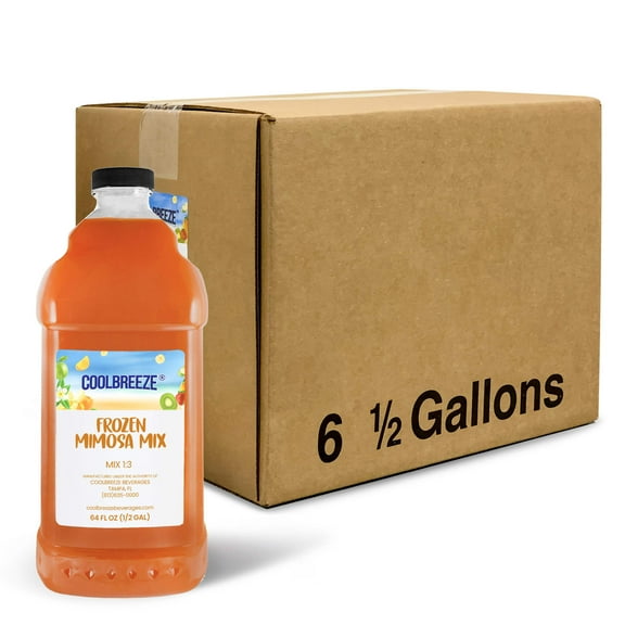 Coolbreeze Beverages Ready To Use Frozen Drink Machine Mix, Premium Slush Syrup - One Case (Six 1/2 Gal Bottles) - Frozen Mimosa