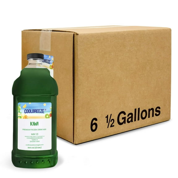Coolbreeze Beverages Ready To Use Frozen Drink Machine Mix, Premium Slush Syrup - One Case (Six 1/2 Gal Bottles) - Kiwi