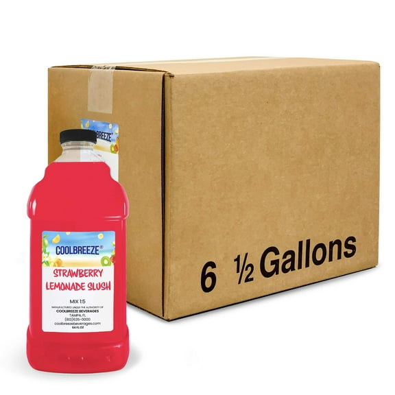 Coolbreeze Beverages Ready To Use Granita Slush Flavor Syrup, Frozen Drink Machine Mix - One Case (Six 1/2 Gal Bottles) - Strawberry Lemonade Slush
