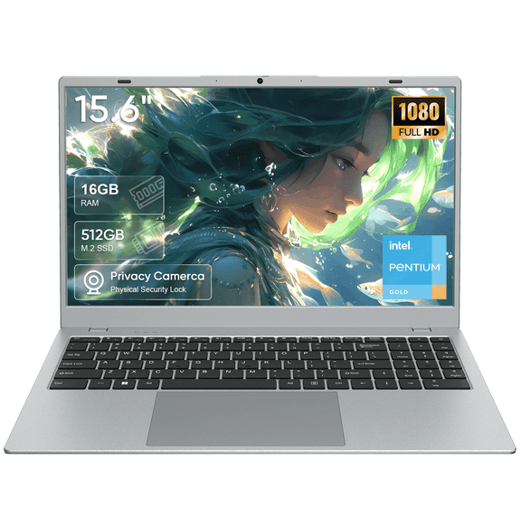 Coolby 15.6" Full HD Laptop with MS Office 2024,16GB RAM 512GB SSD Laptops,6500Y Processor Up to 3.4GHz,Win 11 Pro Notebooks,Bluetooth,Poratable Business and Student Laptop computer