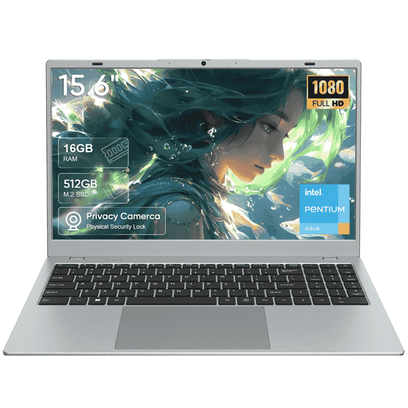 Coolby 15.6" Full HD Laptop with MS Office 2024,16GB RAM 512GB SSD Laptops,6500Y Processor Up to 3.4GHz,Win 11 Pro Notebooks,Bluetooth,Poratable Business and Student Laptop computer