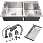 Coolcook 30.7" x16.9" Undermount Double Bowl Sink Stainless Steel Drop in Sink for Kitchen