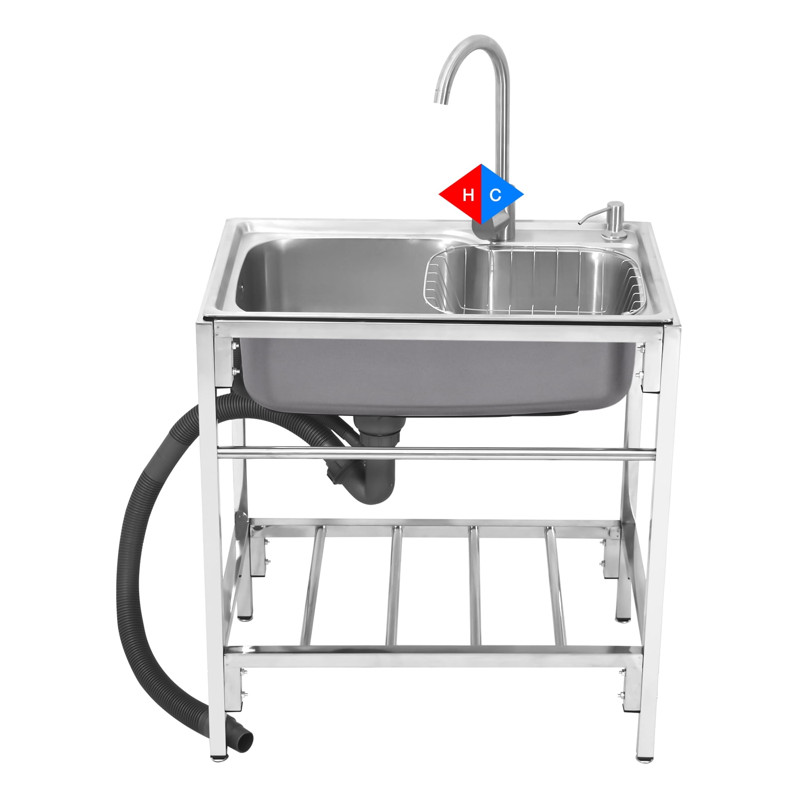 Coolcook Stainless Steel Sink with Faucet, Free Standing Utility