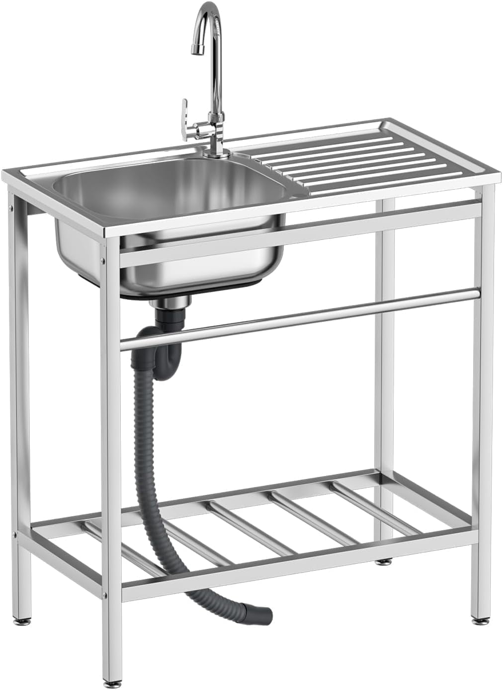 Coolcook Freestanding Stainless Steel Sink Utility Kitchen Laundry Sink, 29.52" x 15. 74" x 29 .53"