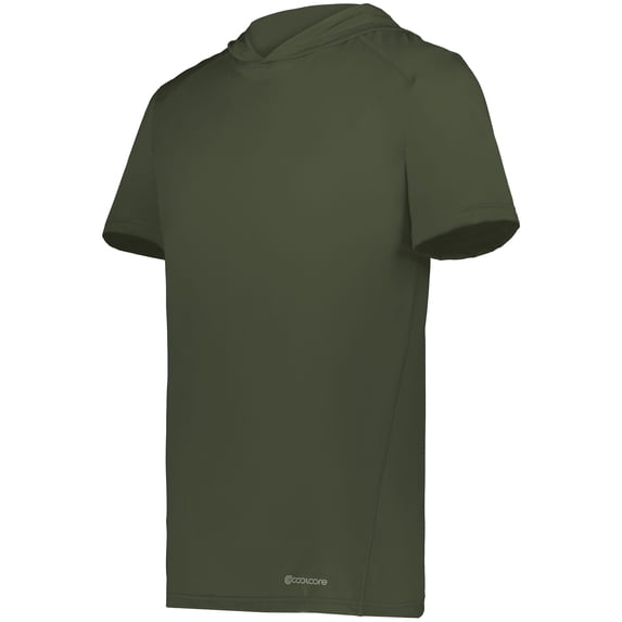 Holloway 222142.039.L Short Sleeve Hoodie, Olive - Large