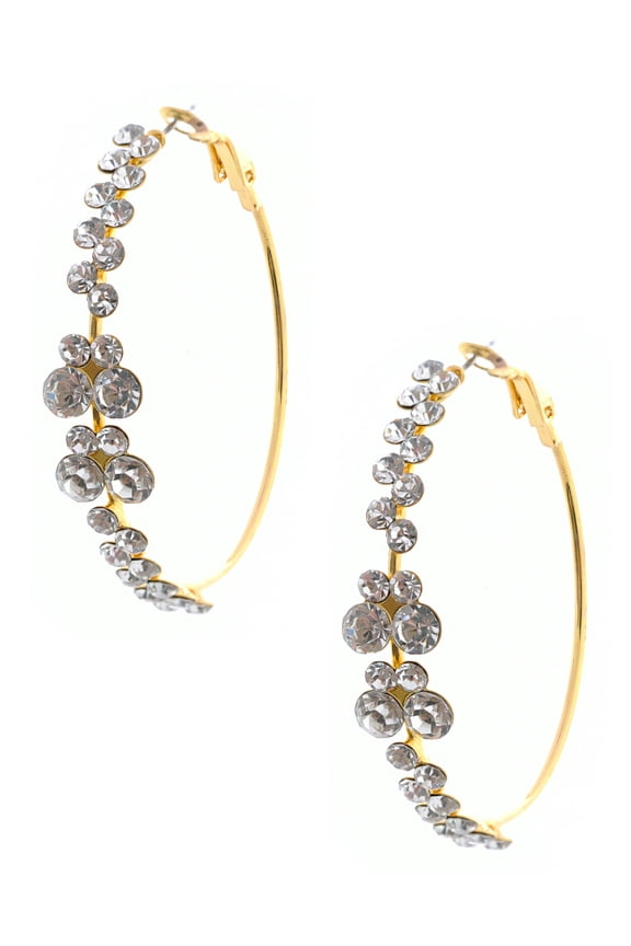 Fashion Earrings Thin Gold Plating Rhinestone Hoop Earrings