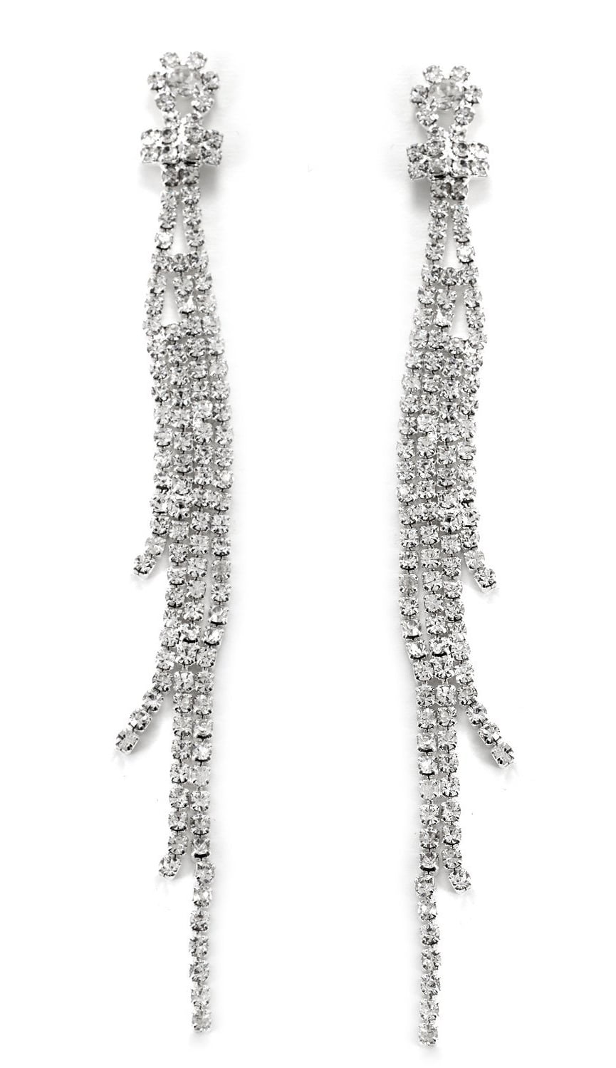 Elegant Silver Crystal Rhinestone Drop Earrings Sri Lanka Ubuy