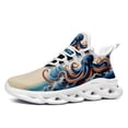 thumbnail image 1 of Coolcustom Gothic Octopus Print Mens Low-Top Sneakers - Navy Blue & White Lace-Up Shoes with Black Accents, Casual Comfortable Walking Trainers for All Seasons, Streetwear Style, Comfortable Footwear, 1 of 10