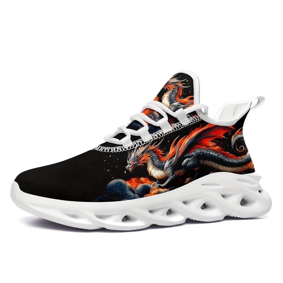 Coolcustomize Chinese Dragon Sneakers for Man Woman Wide, Mid-Top Sport Shoes Round Toe Lace-Up Athletic Shoes Size 5 6 1/2 7 8 1/2 9 10 11 12 13 14