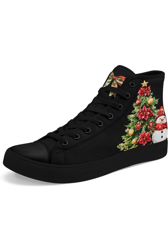 Christmas High-Top Sneakers for Womens Girls,Holiday-Themed Canvas Shoes Comfortable Casul high Tops,Xmas Gift