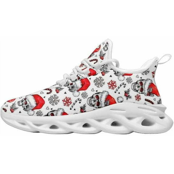 Coolcustomize Christmas Road Running Shoes for Men Women Cute Santa Claus Print Cushion Breathable Training Sports Shoes Causal Athletic Walking Sneaker